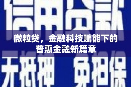 涵江微粒贷，金融科技赋能下的普惠金融新篇章
