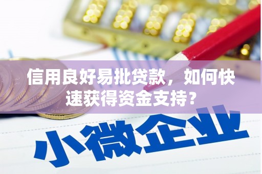 涵江信用良好易批贷款，如何快速获得资金支持？