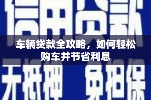 涵江车辆贷款全攻略，如何轻松购车并节省利息