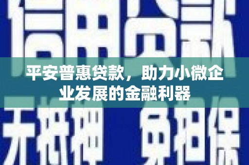 涵江平安普惠贷款，助力小微企业发展的金融利器
