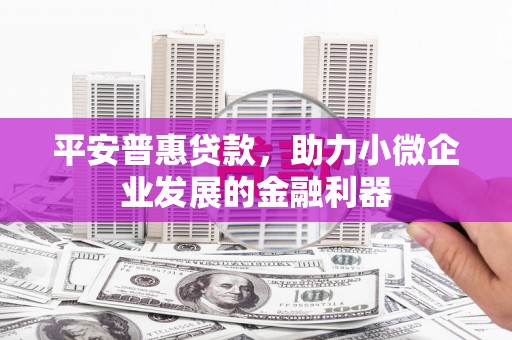 涵江平安普惠贷款，助力小微企业发展的金融利器