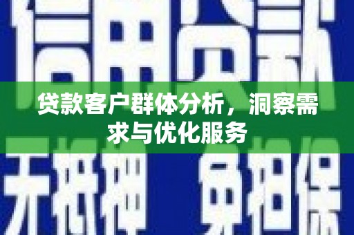 涵江贷款客户群体分析，洞察需求与优化服务